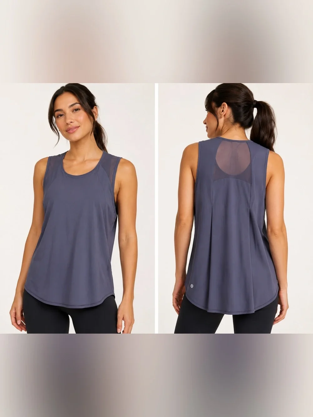 Lululemon Women’s Slate Blue Mesh Back Sleeveless Athletic Tank Top Workout Yoga